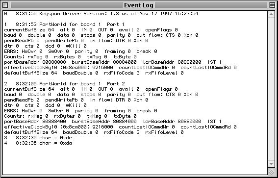 Screenshot SX Manager Event Log